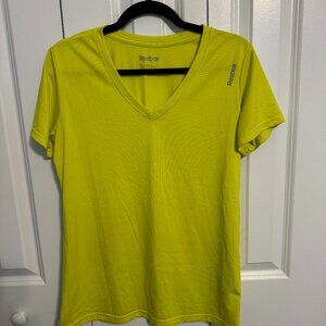 Reebok Dri-fit workout v-neck tshirt, yellow, Size L